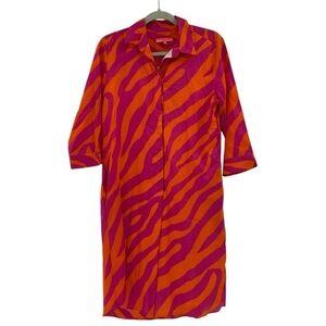 Vilagallo Adriana Zebra Print Dress Maximalism Size 44 Animal Print pink orange